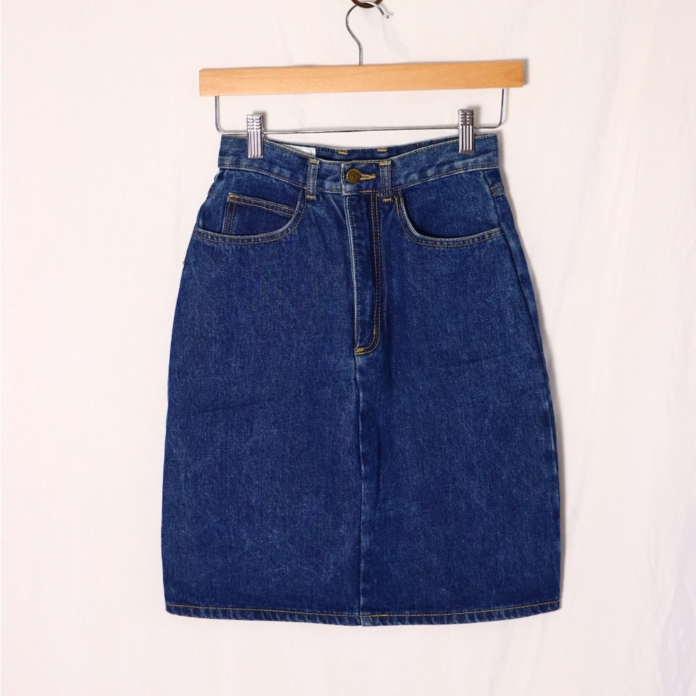 Vintage Anchor Blue Denim Pencil Skirt